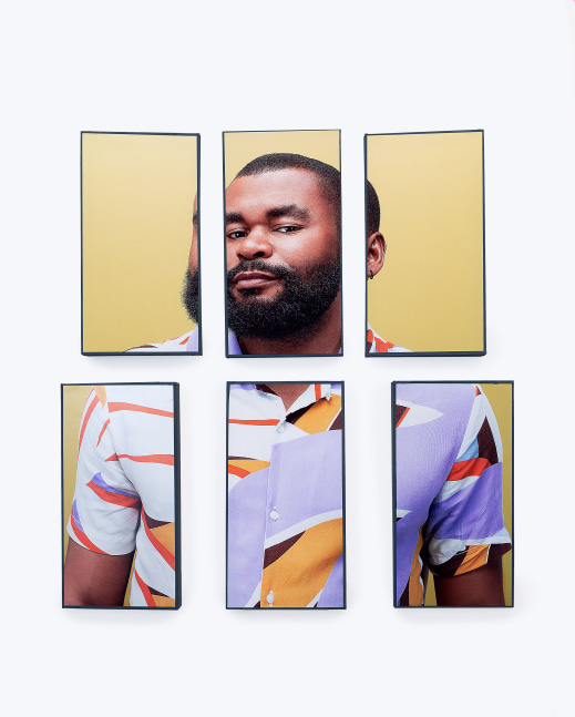 Karen Navarro  Reconstructed, 2022  acrylic, wood, archival inkjet print, acrylic paint  20 x 19 inches 1 of 3; edition of 3 plus 1 AP Courtesy of Koslov Larsen