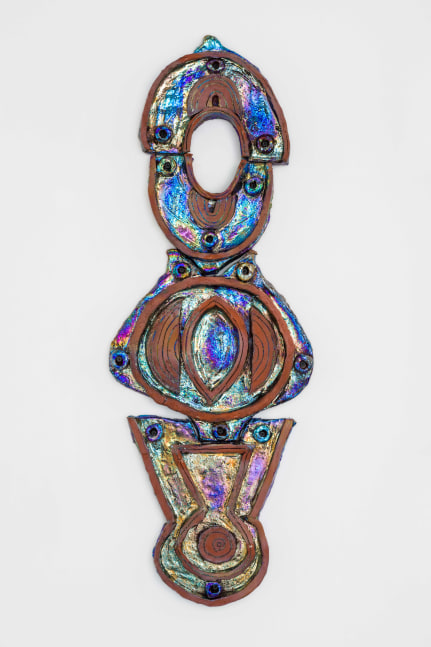 Julia Kunin  Red Clay Keyhole, 2019 ceramic wall piece 32 x 13 x 2 inches  $9,000