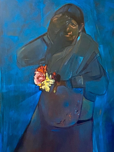 Sonya Fe  An Everyday Saint, You Don't Recognize, 2011  oil, copal and wax on canvas 60 x 48 inches Courtesy of Acosta Strong Fine Art