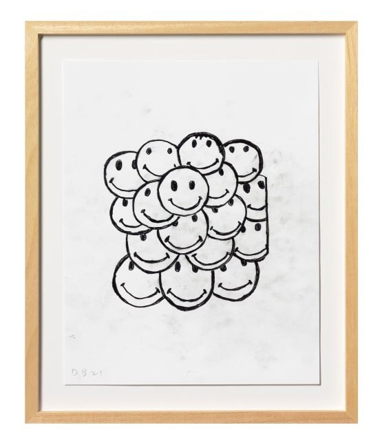Donald Baechler  Smile Crowd, 2021  graphite on Strathmore Archival Bond paper  paper: 14 x 11 inches  frame: 17 5/16 x 14 1/4 inches