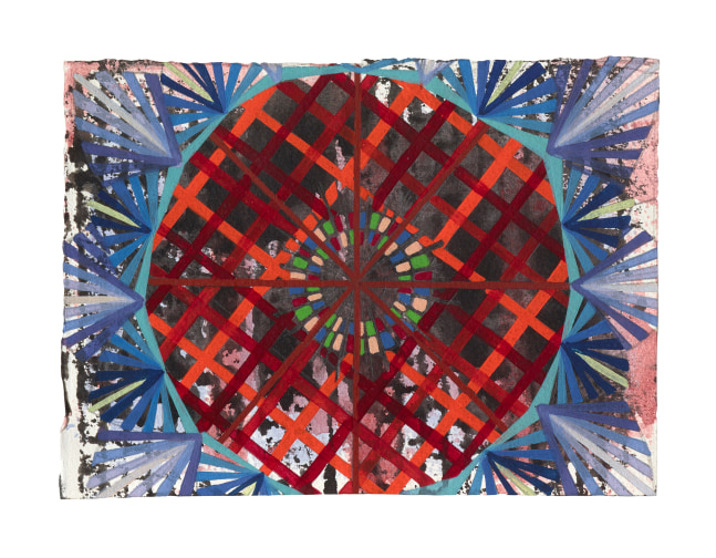 Mara Held  Straight Lines C, 2020  gouache and egg tempera on paper  6 x 8 1/4 inches  verso