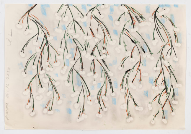 Donald Sultan Mimosa Dec 10 2020, 2020 charcoal and conte on paper  paper: 27 3/8 x 39 3/8 inches  frame: 35 x 47 1/4 inches