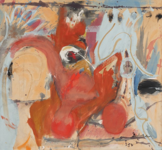 HELEN FRANKENTHALER (1928-2011)

Revolution

1957

Oil and pencil on unprimed canvas

49 3/4 x 54 inches

126.4 x 137.2cm