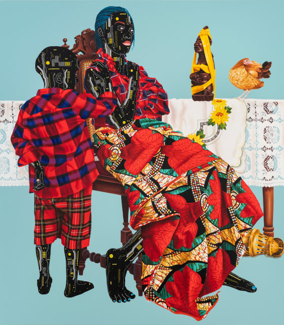 Eddy Kamuanga Ilunga

Th&amp;eacute;rapeutique Luba (Luba Healing)

2023

Acrylic and oil on linen

66 3/4 by 58 3/4 inches (169.5 x 149.2 cm)