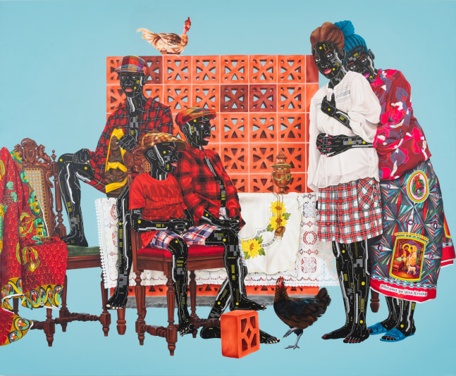 Eddy Kamuanga Ilunga

Traitement (The Way One Is Treated)

2023

Acrylic and oil on linen

85 1/2 by 106 3/4 inches (217.2 x 271.1 cm)