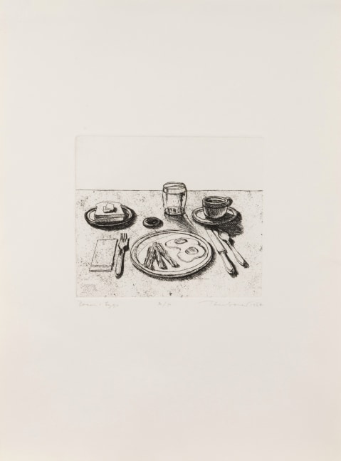 Bacon and Eggs,&amp;nbsp;from&amp;nbsp;Delights,&amp;nbsp;1964
Etching
Image: 5 x 6 inches
Sheet: 14 7/8 x 11 inches
Framed: 17 x 13 1/4 inches
Edition of 100

$22,000