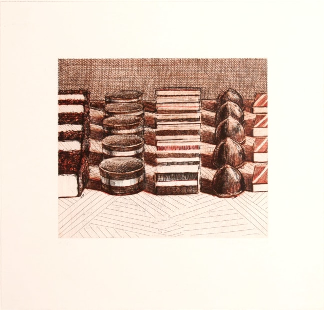 Chocolates,&amp;nbsp;1993
Color hard ground etching with drypoint
Image: 9 x 10 1/2 inches
Sheet: 15 1/4 x 16 inches
Framed: 17 3/4 x 18 1/2 inches
Edition of 50

$12,000
