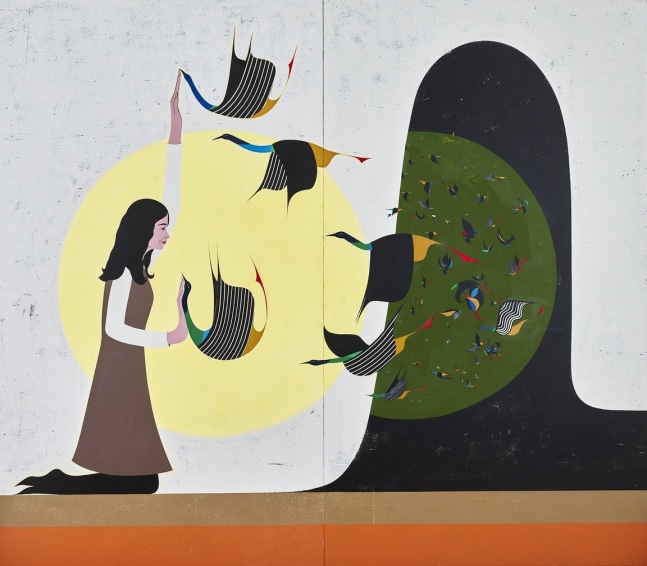 Clare Rojas
Untitled,&amp;nbsp;2019
Acrylic on panel
84 x 96 inches

$75,000