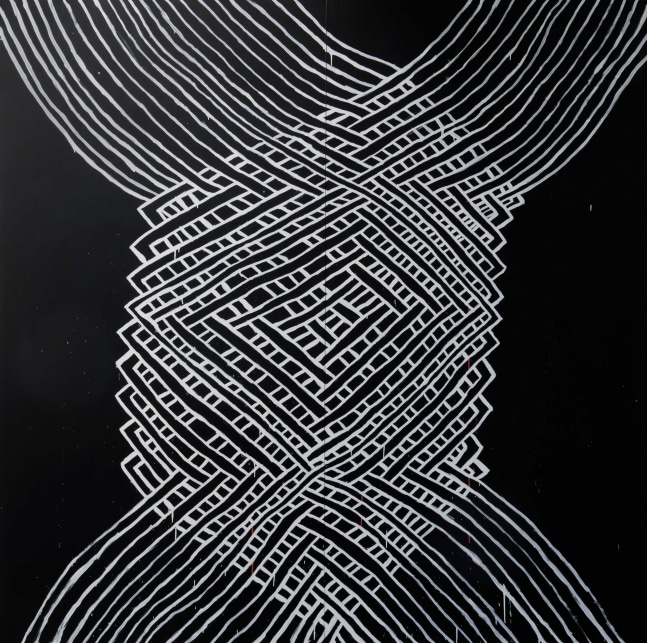 Alicia McCarthy
Untitled,&amp;nbsp;2020
Acrylic pen, house paint and black gesso on wood, in two parts
96 x 96 inches

&amp;nbsp;