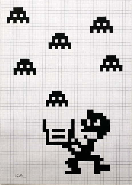 Black and White Game &amp;amp; Watch,&amp;nbsp;2017
Acrylic and silkscreen on paper
27 1/2&amp;nbsp;x 19 5/8&amp;nbsp;inches (70&amp;nbsp;x 50&amp;nbsp;cm)
Unique | Signed