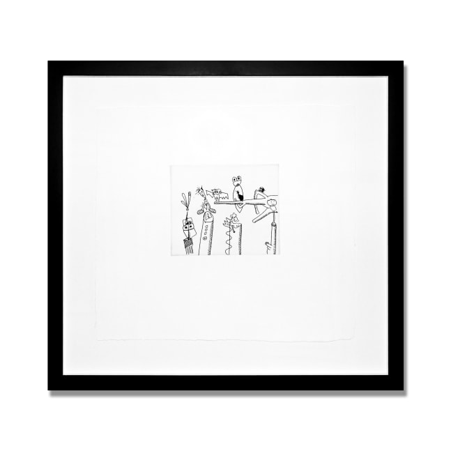 Untitled (with Sean Kalish) D, 1989

Etching on paper

12 1/2 x 14 x in. (31.8 x 35.6 cm)

Edition of 33

Signed, stamped and authenticated by the Executor of the Keith Haring Estate