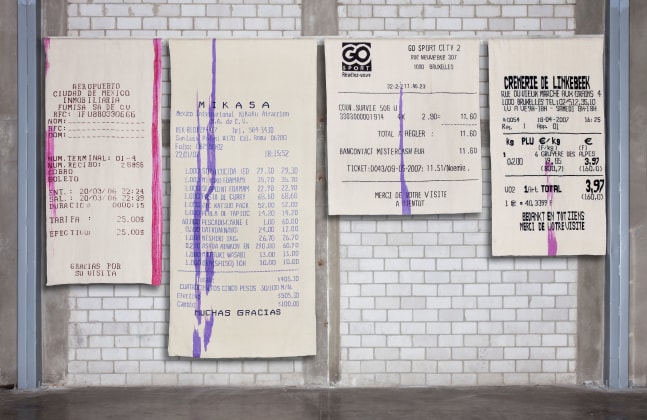 magenta stripe polypthic gobelin tapestry (aereopuerto), 2008
set of four hand woven wool gobelins
aeropuerto: 94.49 x 45.28; mikasa: 124.02 x 59.06; sport city: 66.93 x 59.06; cremerie: 84.65 x 45.28 in.

&amp;nbsp;

&amp;nbsp;