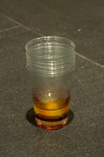 scale of values, 2001
rum, wine, beer, soft drink, water, plastic glasses
4.33 in.&amp;nbsp;high x&amp;nbsp;2.76 in. diameter

&amp;nbsp;

&amp;nbsp;