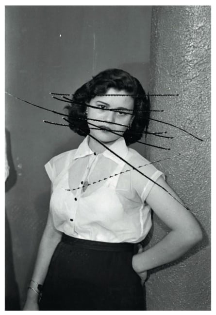 damaged negatives: scratched portrait of mrs. baqari, from the series photographic phenomena,&amp;nbsp;2012
inkjet print on silver rag paper, printed from 35mm scratched negative from the hashem el madani archive
70.9 x 47.2 in.

&amp;nbsp;

&amp;nbsp;