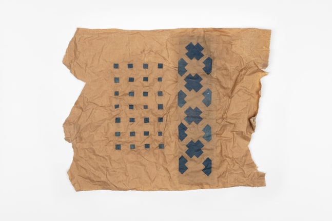 istme&amp;ntilde;an pattern, 2019
kraft paper and cement sack cuttouts
20.08 x 24.8 in.