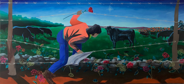huapango torero, 2020; oil on canvas 233 x 510 cm