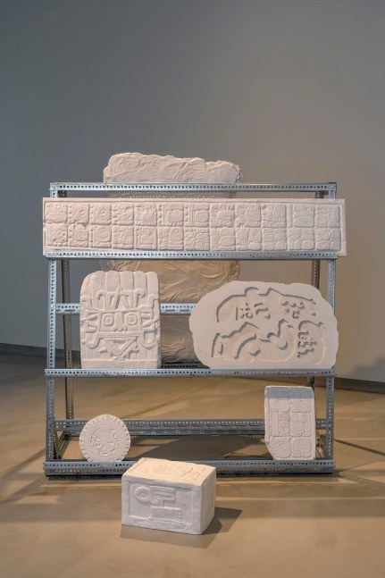 hieroglyph storage, 2014
metal structure, 7 white plaster pieces
59.06 x 59.06 x 31.5 in

&amp;nbsp;

&amp;nbsp;