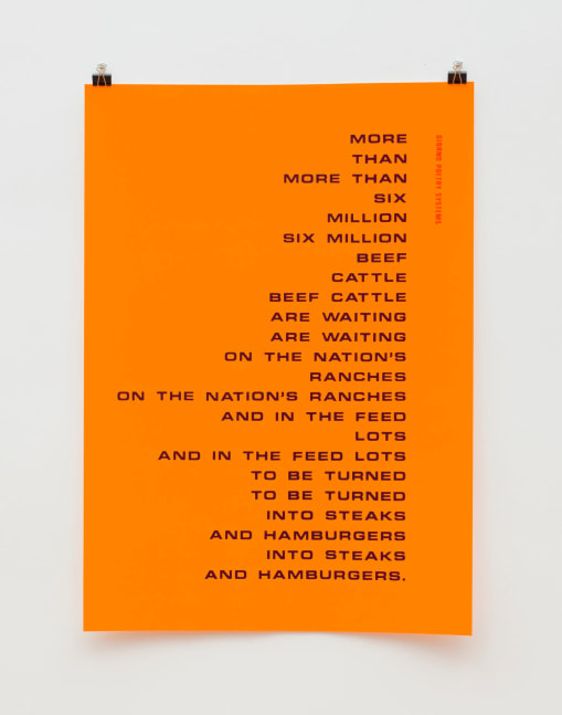 john giorno, window curtain poem: will suck them dry, 1969. pintura en spray sobre vinil&amp;nbsp;