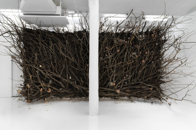 ru_aves migrantis, 2017

madera, tierra, pegamento, lat&amp;oacute;n, resina

dimensiones variables