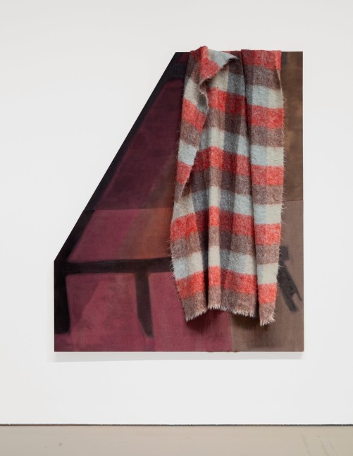 duane linklater. they have piled the stone as they promised without syrup 4, 2023.&amp;nbsp;digital print on linen, cochineal, tea, sumac, charcoal, wool and blanket