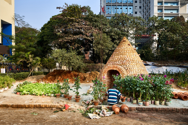 sisters; hermanas, 2019&amp;ndash;2020

bricks, corn, squash, chiles, beans

variable dimensions