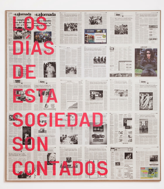 untitled 2011 (los d&amp;iacute;as de esta sociedad son contados, 7 de julio de 2010), 2010

acrylic and newspaper on linen
75.39 x 68.5 x 1.57 in.

&amp;nbsp;
