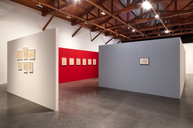 installation view of circo er&amp;oacute;tico. sergu&amp;eacute;i eisenstein: drawings, 2022, kurimanzutto, mexico city