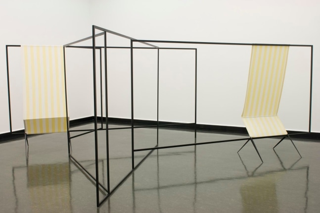 vierte wand / zwei protagonistinnen / (fourth wall / two famale progatonists), 2005

painted metal, bleached fabric

&amp;nbsp;

variable&amp;nbsp;dimensions&amp;nbsp;

&amp;nbsp;