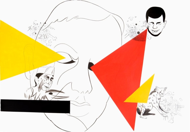 de monstruos, hienas, hombres y el vac&amp;iacute;o II, 2008

tinta, acr&amp;iacute;lico sobre papel

70 x 100 cm

&amp;nbsp;

&amp;nbsp;