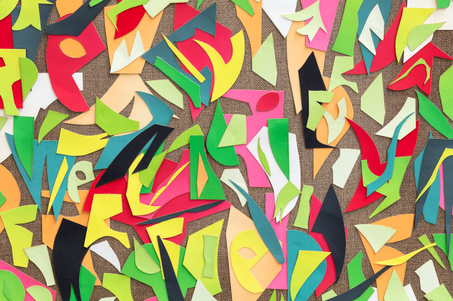Carlos Amorales, detail of Jungla de estrellas (Star Jungle) 14,&amp;nbsp;2020
​Collage. Painted cardboard cutouts glued on linen