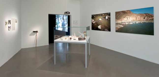 crossing the r&amp;iacute;o bravo, 2010

acci&amp;oacute;n, cuerda, lima, agua, cepillo, cubeta&amp;nbsp;met&amp;aacute;lica, documentos hist&amp;oacute;ricos, tarjetas postales, mapa, madera petrificada, hueso de dinosaurio petrificado, pieza de neum&amp;aacute;tico, pintura de pavimento, rocas, br&amp;uacute;jula, flores

dimensiones variables

vista de instalaci&amp;oacute;n de&amp;nbsp;resisting the present, mus&amp;eacute;e d&amp;#39;art moderne de la ville de paris, 2012

&amp;nbsp;