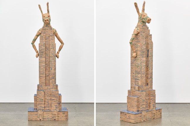 donkey tower, 2019

cardboard, styrofoam, kraft paper, pine wood, balsa wood and cement bags &amp;quot;empire state&amp;quot;, shreve, lamb and harmon, new york, usa

101.18 x 34.25 x 19.69 in.