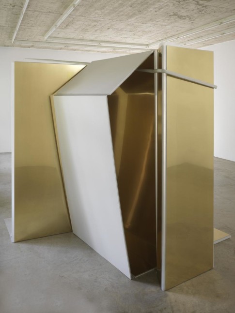 entrechambrage verticale, 2008

brass, aluminum, silicon, painted mdf board

&amp;nbsp;

94.5 x 92.52 x 1.57 in.

&amp;nbsp;