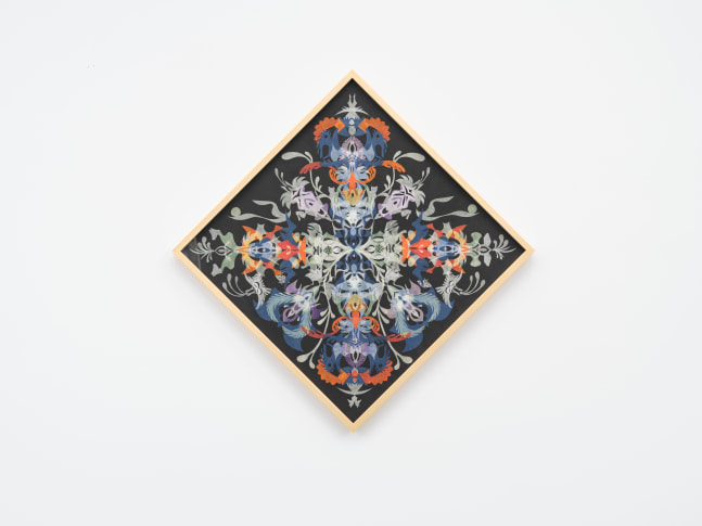 drifting weave formation &amp;ndash; mesmerizing mesh #158, 2022, hanji on alu-dibond, framed, 24.41 x 24.41 in