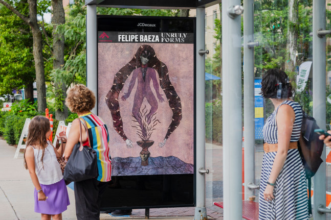 unruly forms II, 2022. &amp;copy; felipe baeza. courtesy maureen paley, london. photo: nicholas knight, courtesy public art fund, ny. presented by publicart fund as a part of felipe baeza: unruly forms, an exhibition on 400+ jcdecauxbus shelters and street furniture in new york, boston, and chicago in the united states and mexico city, le&amp;oacute;n, and quer&amp;eacute;taro in mexico, august 9&amp;ndash;november 19, 2023