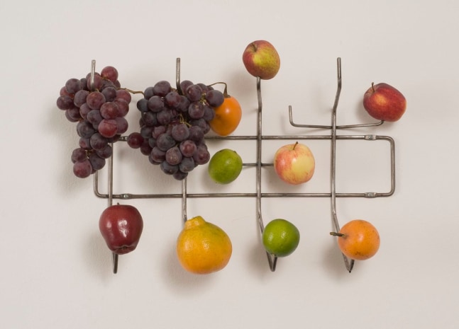 hang it all, madrastra naturaleza series, 2003

set of 4 metal and fresh fruits

14.96 x 20.08 x 7.09 in.

&amp;nbsp;

&amp;nbsp;