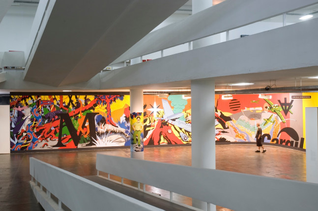 terra primitiva,&amp;nbsp;2006

acr&amp;iacute;lico en pared, l&amp;aacute;mpara hal&amp;oacute;gena

1500 cm de largo

vista de instalaci&amp;oacute;n en la&amp;nbsp;27a. bienal&amp;nbsp;de sao paulo:&amp;nbsp;how to live together, 2006