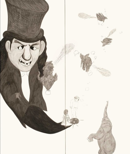 workoholic (de la serie la b&amp;uacute;squeda del ombligo), 2005-2007

tinta sobre papel sobre panel de madera

210 x 180 x 3.5 cm

&amp;nbsp;

&amp;nbsp;