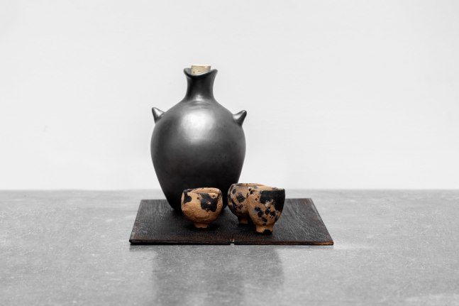 Rirkrit Tiravanija &amp;amp; Cooperativa 1050&amp;ordm;, untitled 2022 (botella barro negro y mezcaleros)
Botella barro negro (Silvia Garc&amp;iacute;a Mateos, San Bartolo Coyotepec). Barro bru&amp;ntilde;ido en reducci&amp;oacute;n de ox&amp;iacute;geno.
