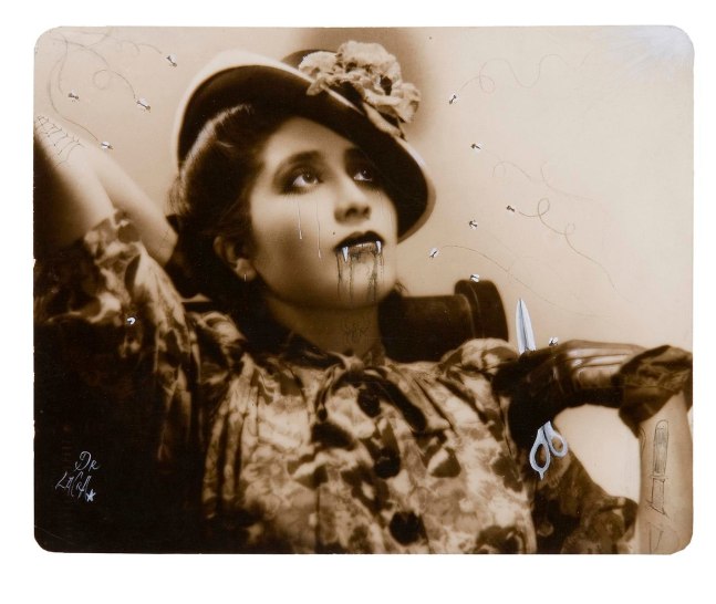 untitled (ni&amp;ntilde;a vampiro con sombrero), 2007

ink on vintage magazine

7.68 x 9.65 in.

&amp;nbsp;