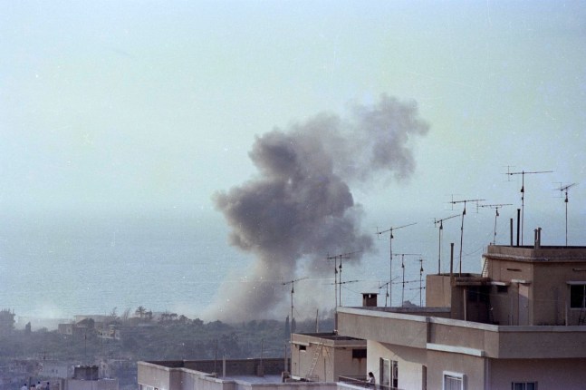 learning photography, 2007
an explosion due to an israeli air raid on the awali bridge. saida, june 6, 1982
digital print
28.8 x 43.3 in.

&amp;nbsp;

&amp;nbsp;

&amp;nbsp;