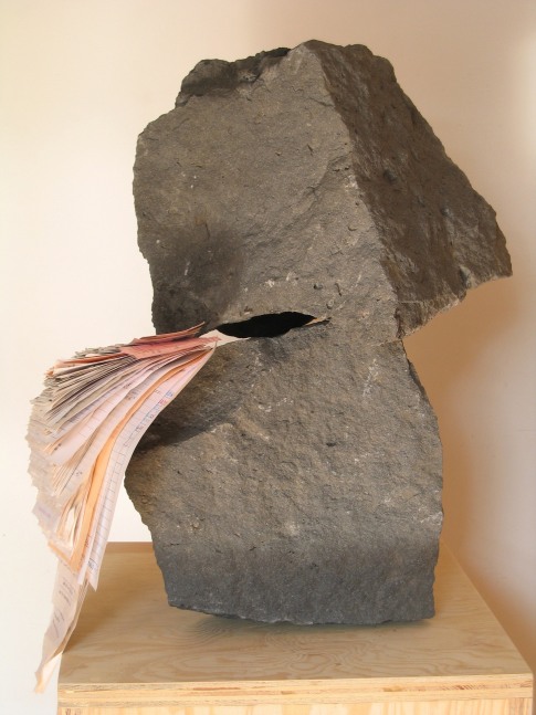 ejercicio 2005-2006 (V), 2006
till receipts, sales tickets, vouchers, rocks, plywood plinth
17.72 x 11.81 in.

&amp;nbsp;

&amp;nbsp;