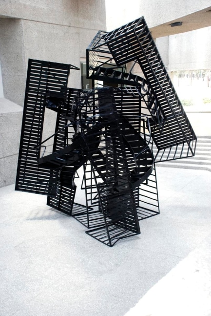 the fire escape, 2011

enamel and steel

236.22 x 157.48 x 157.48 in.

&amp;nbsp;

&amp;nbsp;