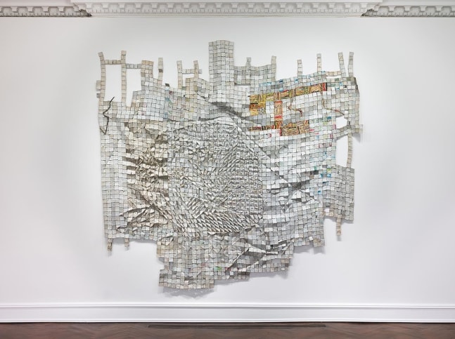 El Anatsui

Metas V
2014
found aluminum and copper wire
dimensions variable; as displayed: 103&amp;nbsp; x 104 inches (261.6 x 264.2 cm)