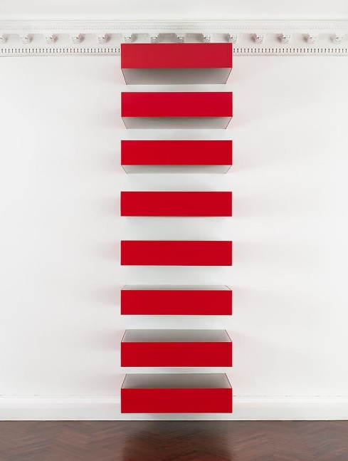 Untitled (Bernstein 78-69)
1978
stainless steel and wrap-around red Plexiglas
10 units, each: 9 x 40 x 31 inches (22.9 x 101.6 x 78.7 cm)