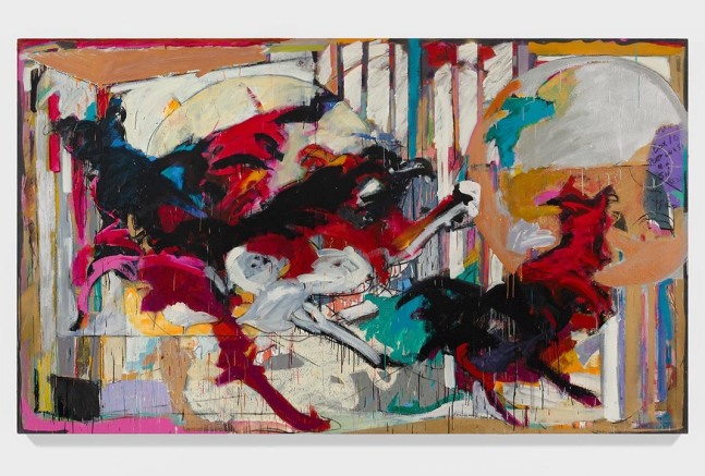 Mary Lovelace O&amp;#39;Neal

Running With My Black Panthers and White Doves&amp;nbsp;&amp;nbsp;a.k.a Running with My Daemons&amp;nbsp;(from the Panthers In My Father&amp;#39;s Palace series)

circa&amp;nbsp;1989-1990

mixed media on canvas

81 x 138 inches (205.7 x 350.5 cm)