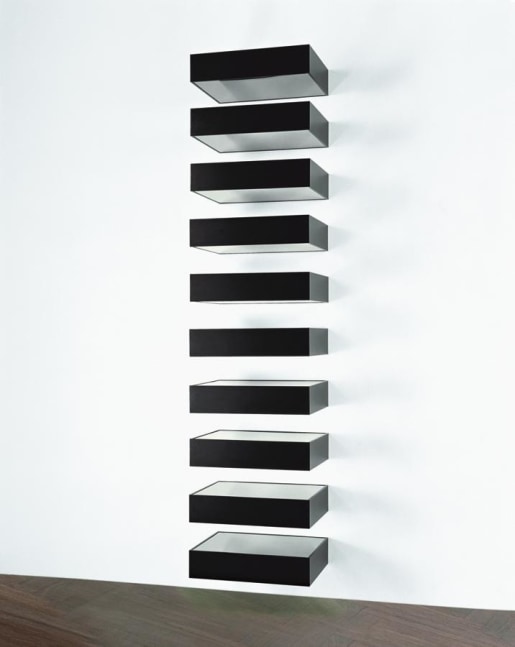 Untitled (Bernstein 90-01)
1990
black anodized aluminum with clear Plexiglas
10 units, each: 9 x 40 x 31 inches (22.9 x 101.6 x 78.7 cm)
