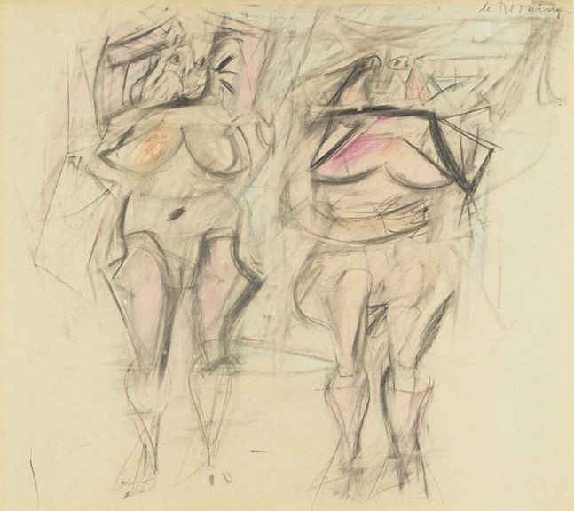 Willem de Kooning&amp;nbsp;

Two Women II&amp;nbsp;

circa 1952

graphite and colored pencil on paper laid down on board

14 1/4 x 15 3/4 inches (36.2 x 40 cm)