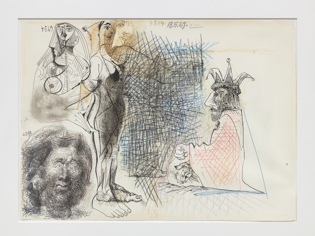 Pablo Picasso

Nus, T&amp;ecirc;te d&amp;#39;Homme et Personnage Assis

1969

ink and colored pencil on paper

23 x 31 1/2 inches (58.4 x 80 cm)