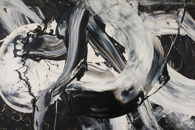 Kazuo Shiraga

Shiu [Praying for rain to stop]

1973

alkyd paint on canvas

51&amp;nbsp;⅛ x 76&amp;nbsp;&amp;frac34; inches (129.9 x 194.9 cm)&amp;nbsp;